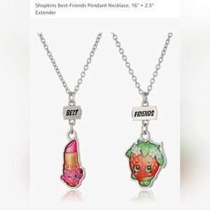 Shopkins Best Friends Silvertone Necklace Set 2 Necklaces 16 in, 2.5 in extender